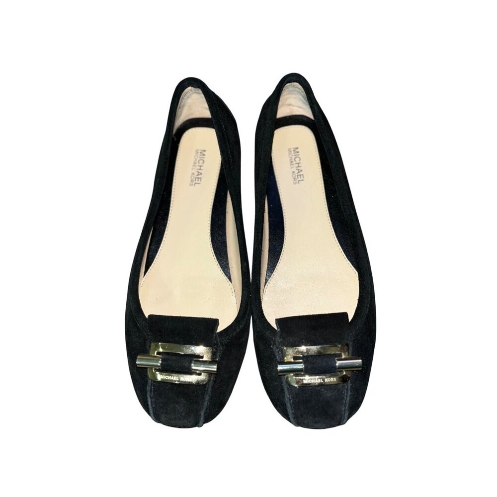 Michael Michael Kors Womens Black Suede Gloria Moc Driving Flats Size 6M Leather